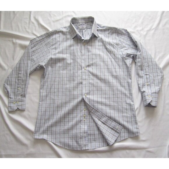 Men Brooks Brothers No Iron Button Slim Fit Long Sleeve Shirt Sz 16.5- 2/3 MT464 - Picture 1 of 7